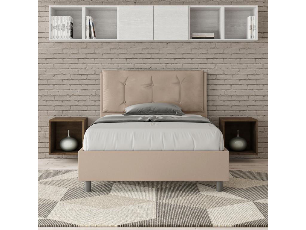 Letto in similpelle beige, 120 x 200 cm