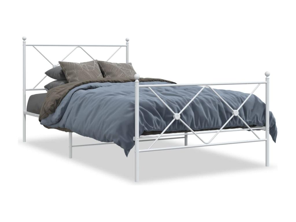 Struttura letto in metallo bianco, 107 x 203 cm