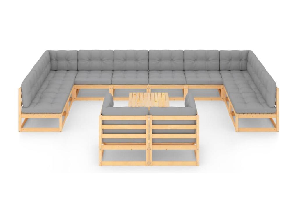 Set di mobili da esterno in legno di pino grigio - dlz1766570637746