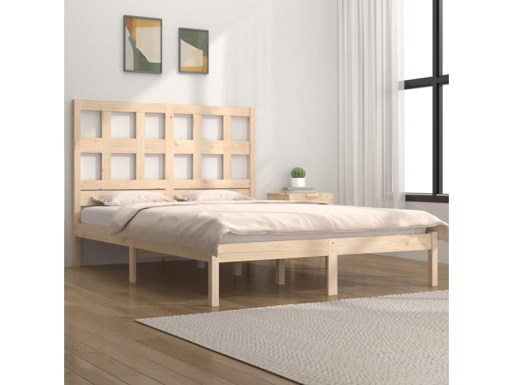 Struttura letto in legno di pino marrone, 200 x 200 cm
