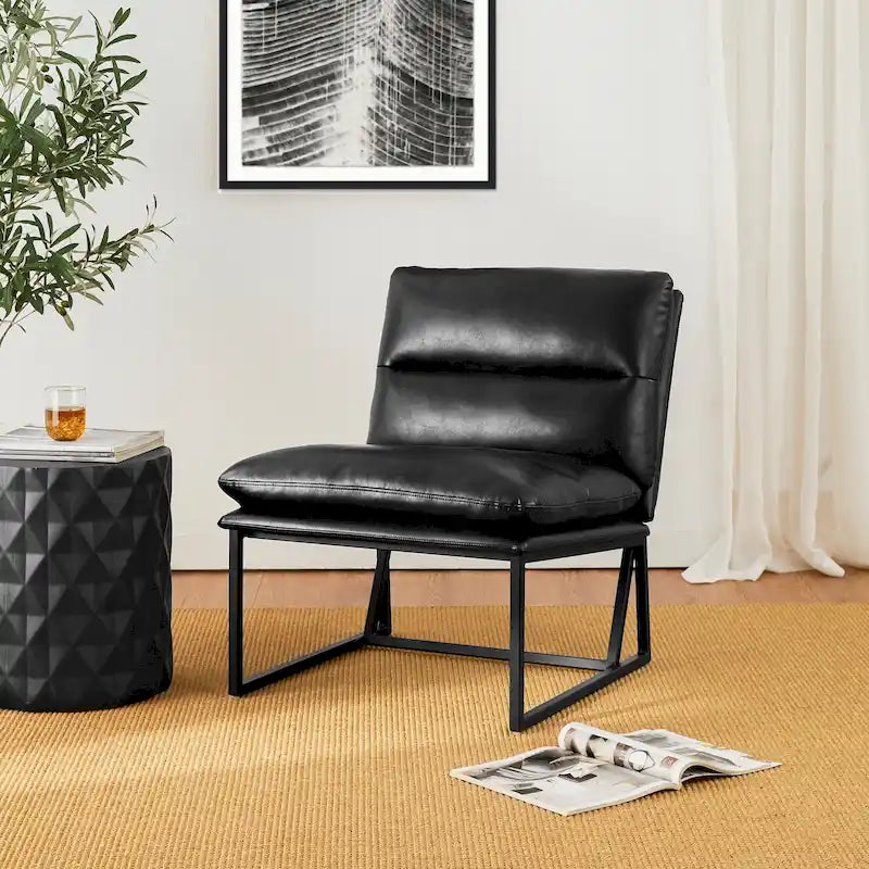 Glitzhome 30.25 H Modern Soft PU Leather Armless Accent Chair