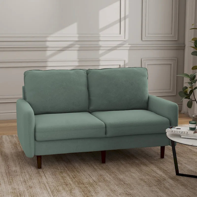 Modern Loveseat Velvet Wood Legs Sofa