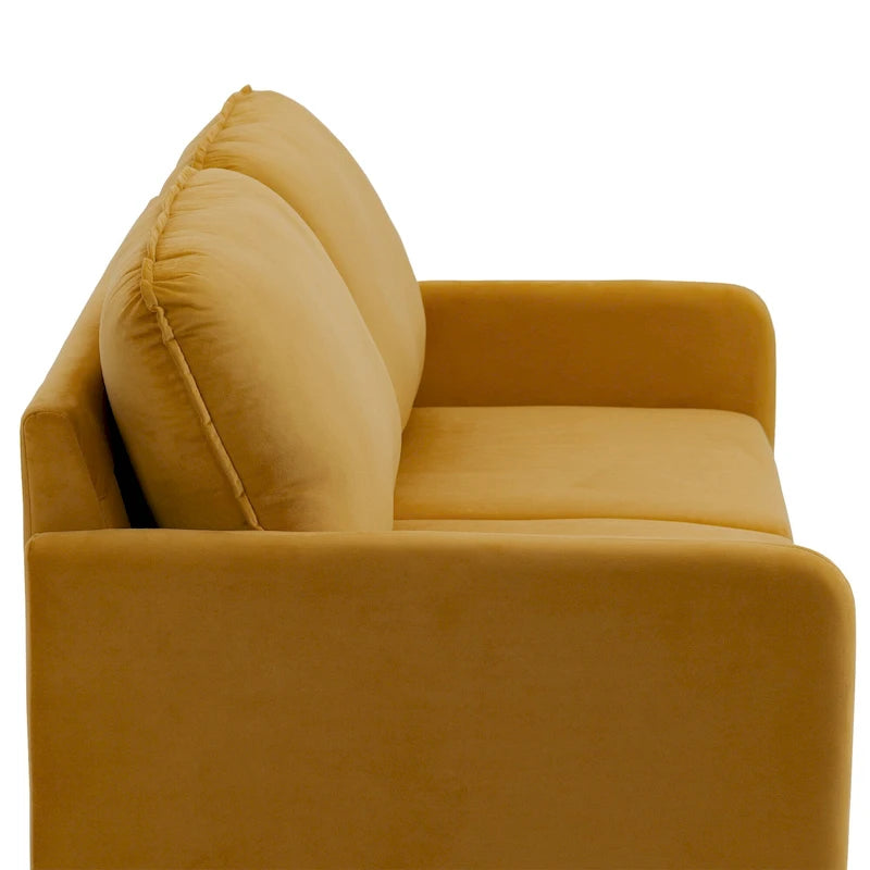 Divano moderno con gambe in legno e velluto