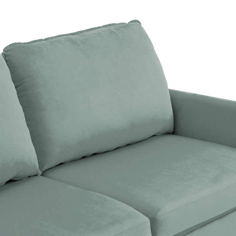 Divano moderno con gambe in legno e velluto