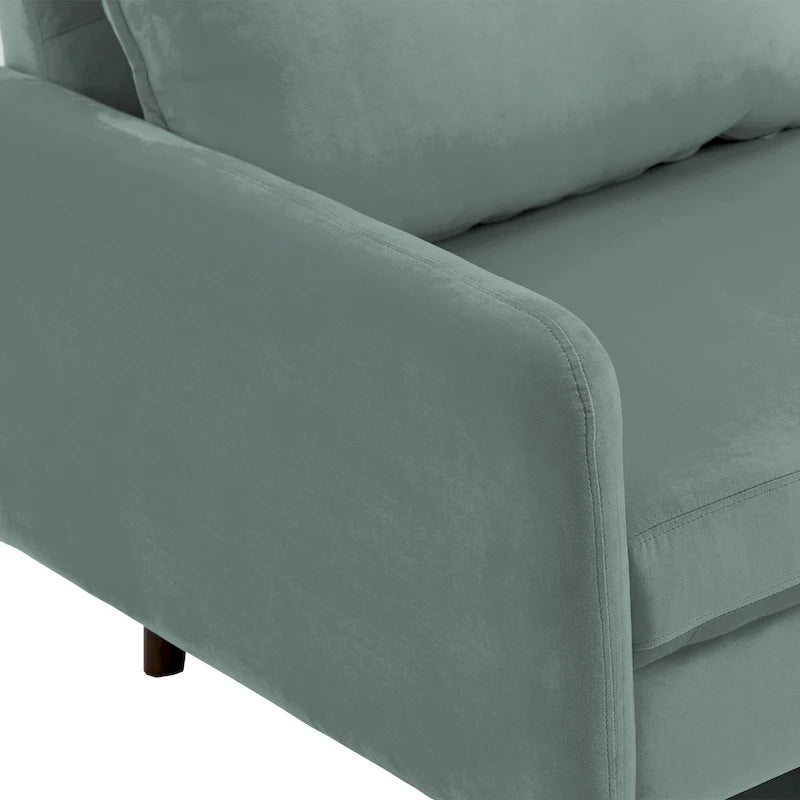 Divano moderno con gambe in legno e velluto