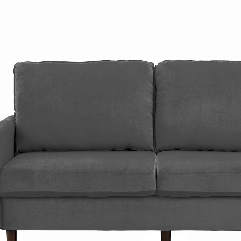 Divano moderno con gambe in legno e velluto