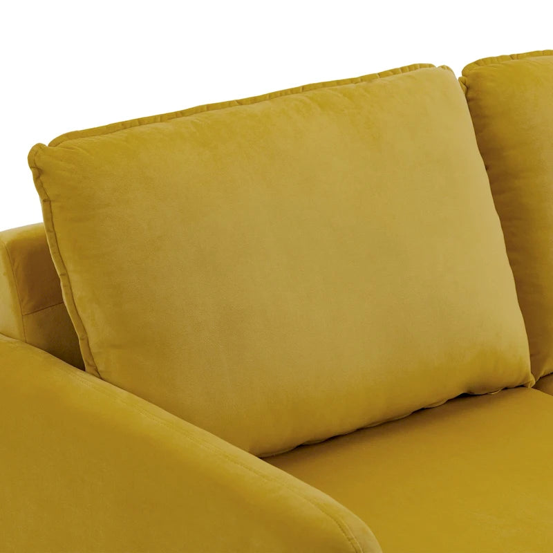 Divano moderno con gambe in legno e velluto