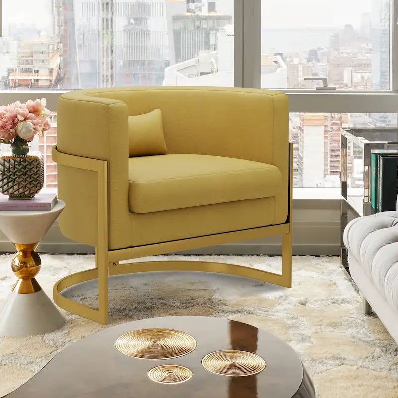Poltrona decorativa, poltrona a botte in velluto, poltrona moderna per soggiorno