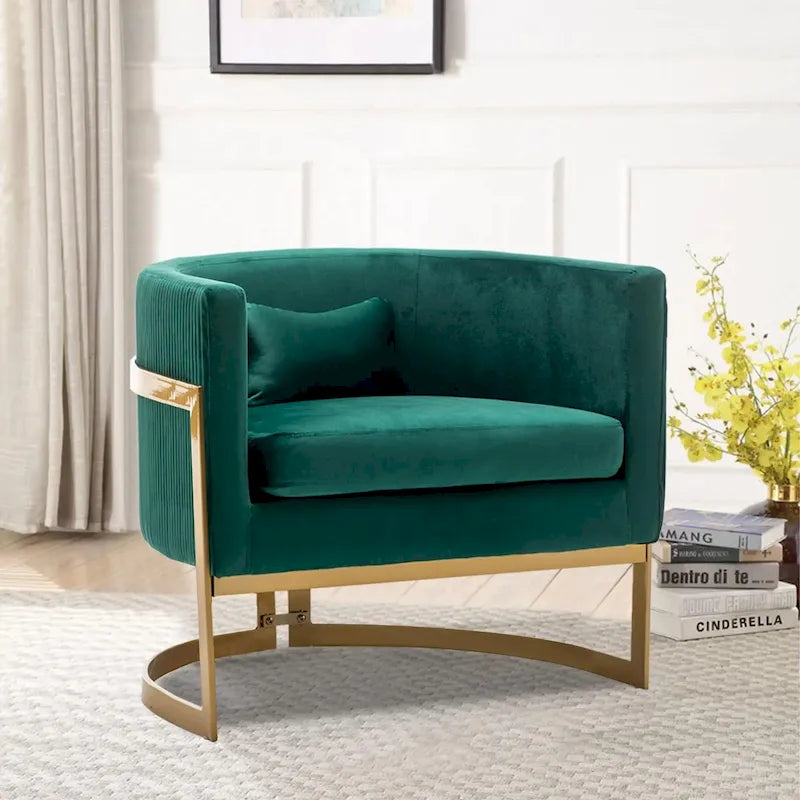 Accent Chair, Velvet Barrel Chair Modern Arm Chair for Living Room