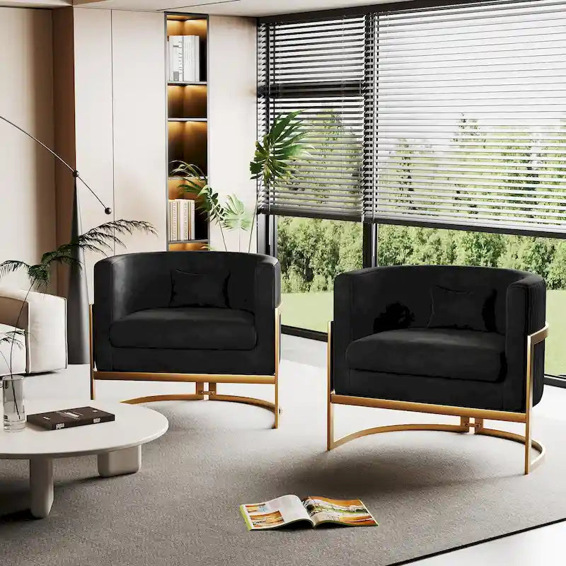 Poltrona decorativa, poltrona a botte in velluto, poltrona moderna per soggiorno