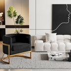 Poltrona decorativa, poltrona a botte in velluto, poltrona moderna per soggiorno