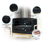 Poltrona decorativa, poltrona a botte in velluto, poltrona moderna per soggiorno