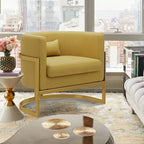 Poltrona decorativa, poltrona a botte in velluto, poltrona moderna per soggiorno