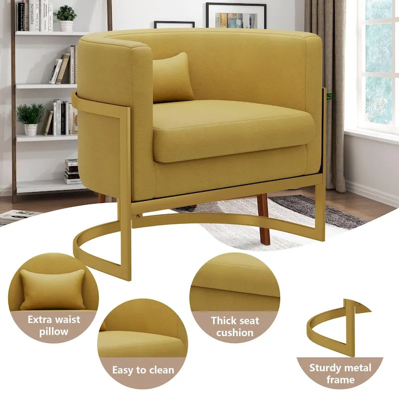 Poltrona decorativa, poltrona a botte in velluto, poltrona moderna per soggiorno