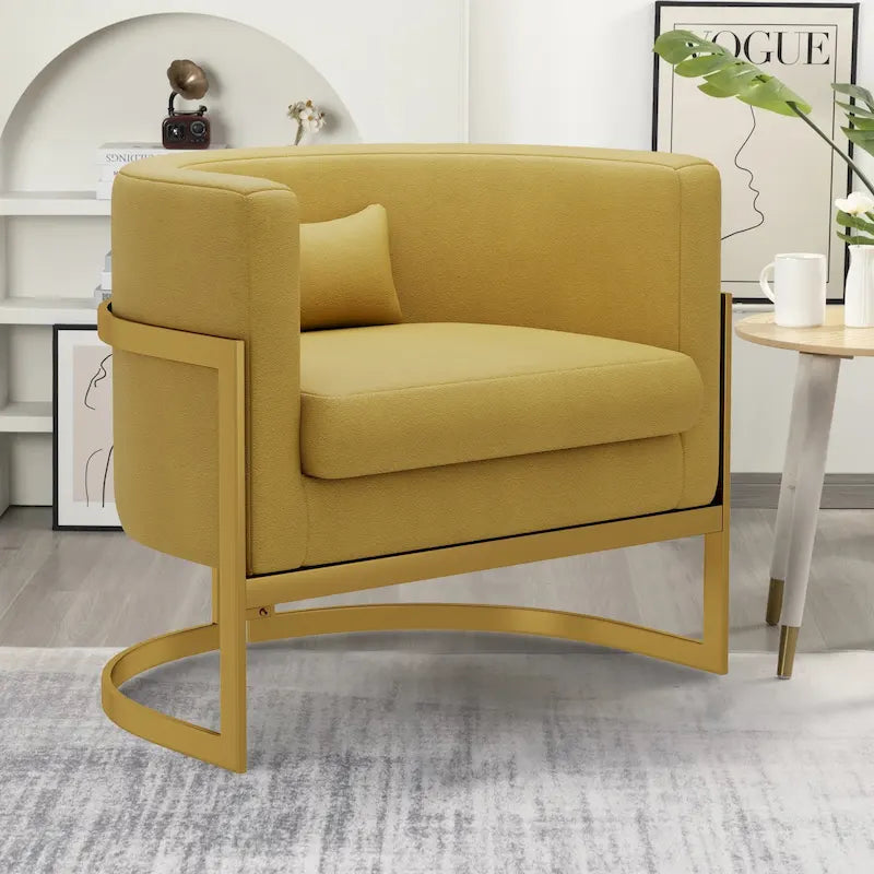 Poltrona decorativa, poltrona a botte in velluto, poltrona moderna per soggiorno