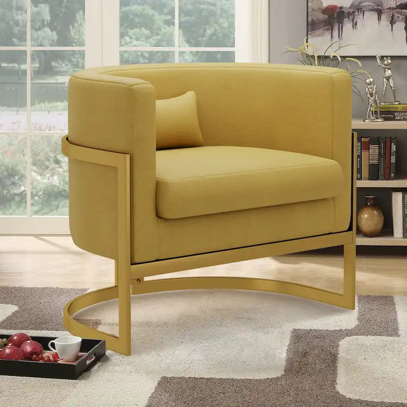 Poltrona decorativa, poltrona a botte in velluto, poltrona moderna per soggiorno