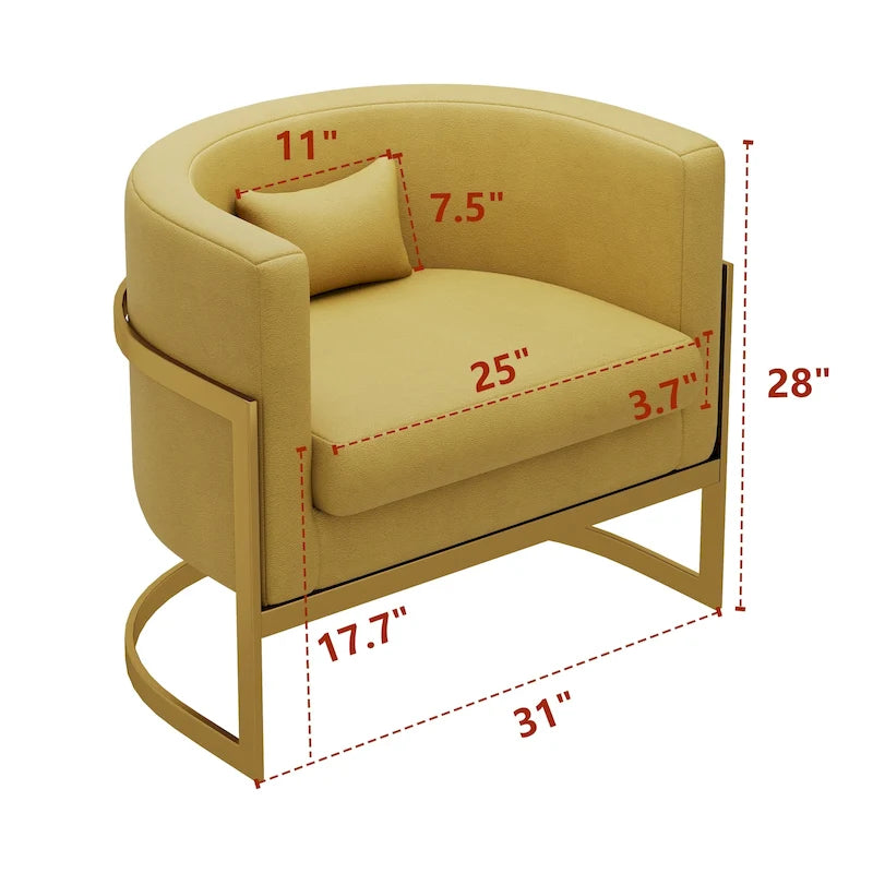 Poltrona decorativa, poltrona a botte in velluto, poltrona moderna per soggiorno