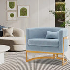 Poltrona decorativa, poltrona a botte in velluto, poltrona moderna per soggiorno