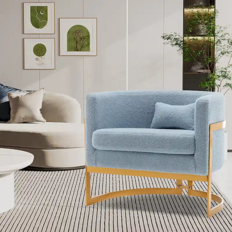 Poltrona decorativa, poltrona a botte in velluto, poltrona moderna per soggiorno