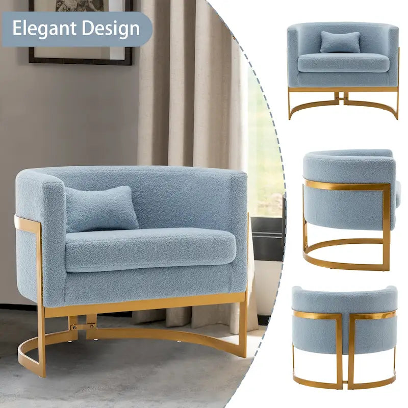 Poltrona decorativa, poltrona a botte in velluto, poltrona moderna per soggiorno