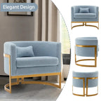 Poltrona decorativa, poltrona a botte in velluto, poltrona moderna per soggiorno