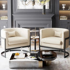 Poltrona decorativa, poltrona a botte in velluto, poltrona moderna per soggiorno