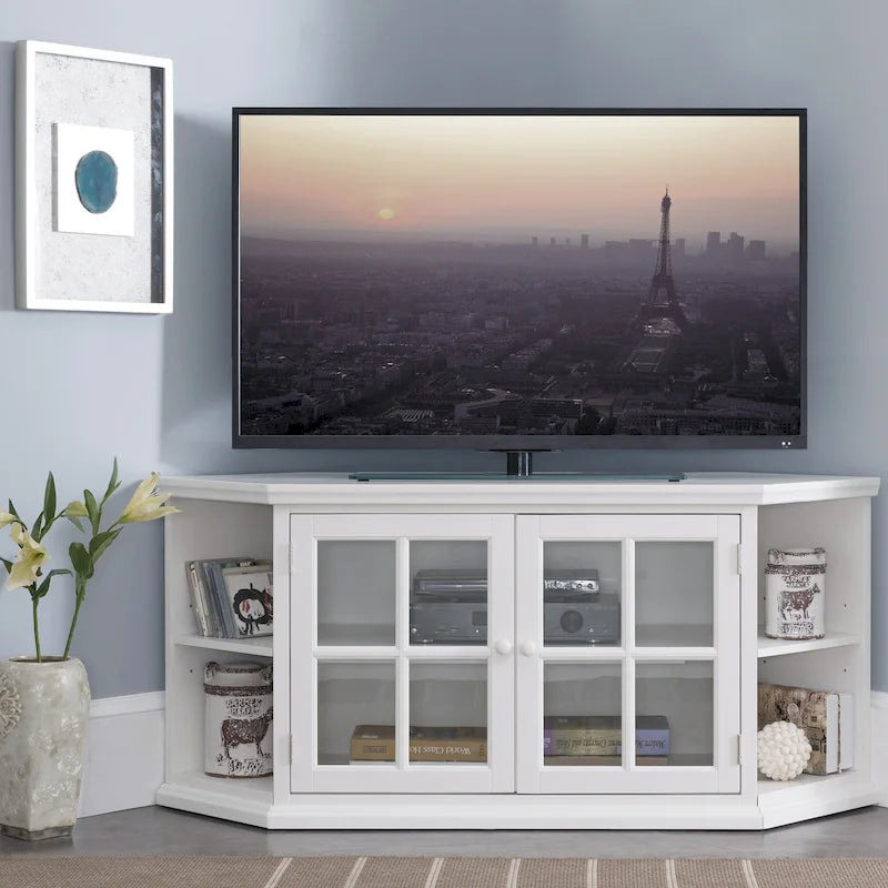Mobile TV angolare bianco con libreria Leick Home Cottage