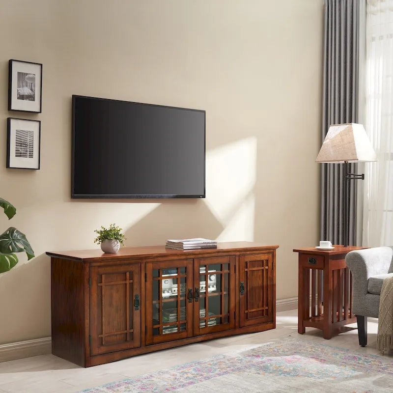 Mobile TV a quattro ante in legno massello di rovere Mission di Leick Home