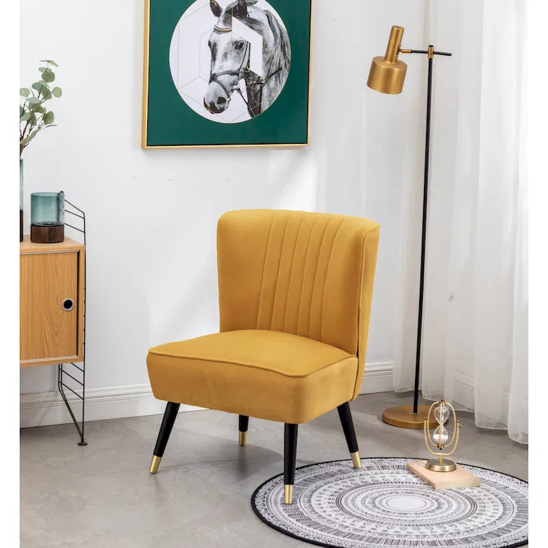 Poltrona imbottita in velluto contemporaneo Elon di Roundhill Furniture