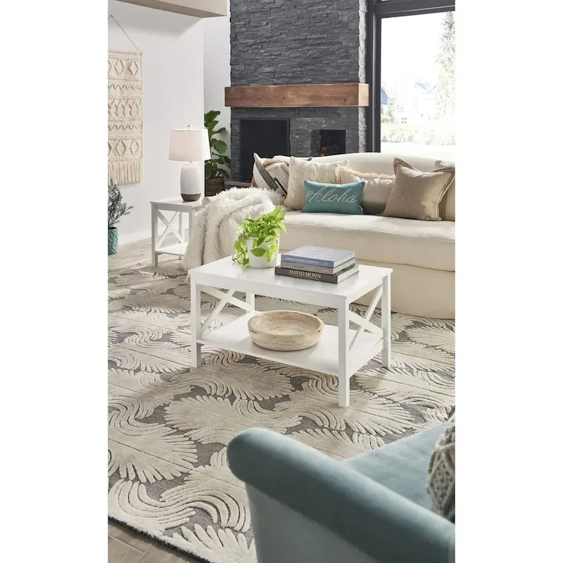 Tavolino da caffè a due livelli con struttura a X e ripiano The Gray Barn Xanadu Hill