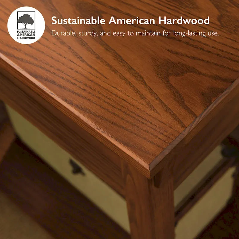 Tavolino Mission in legno massello con cassetto Leick Home