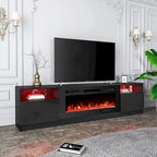 36 Mobile TV con camino elettrico, centro di intrattenimento e console TV per TV fino a 80 pollici, moderno termocamino per soggiorno