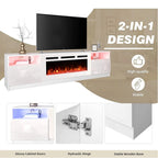 36 Mobile TV con camino elettrico, centro di intrattenimento e console TV per TV fino a 80 pollici, moderno termocamino per soggiorno