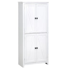 HOMCOM 72 Mobile dispensa da cucina indipendente a 4 ante, mobiletto portaoggetti con 4 ripiani e ripiani regolabili, bianco