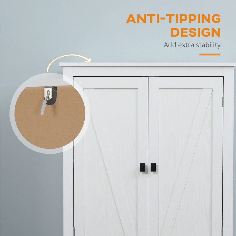 HOMCOM 72 Mobile dispensa da cucina indipendente a 4 ante, mobiletto portaoggetti con 4 ripiani e ripiani regolabili, bianco