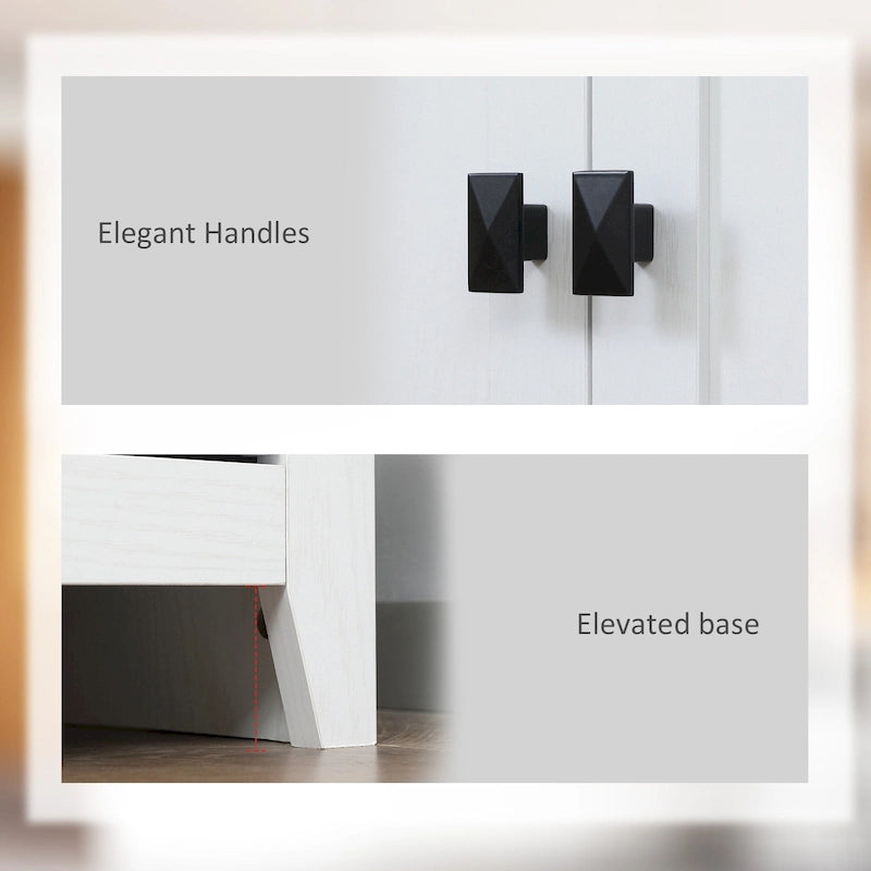 HOMCOM 72 Mobile dispensa da cucina indipendente a 4 ante, mobiletto portaoggetti con 4 ripiani e ripiani regolabili, bianco