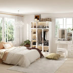 Armadio guardaroba con ante in vetro e luce LED da 47,2 pollici