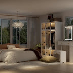 Armadio guardaroba con ante in vetro e luce LED da 47,2 pollici