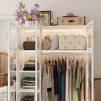 Armadio guardaroba con ante in vetro e luce LED da 47,2 pollici