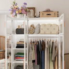 Armadio guardaroba con ante in vetro e luce LED da 47,2 pollici