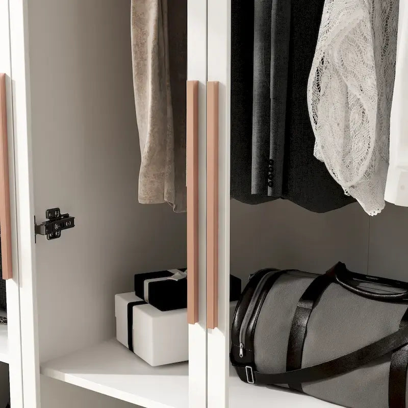 Armadio guardaroba con ante in vetro e luce LED da 47,2 pollici