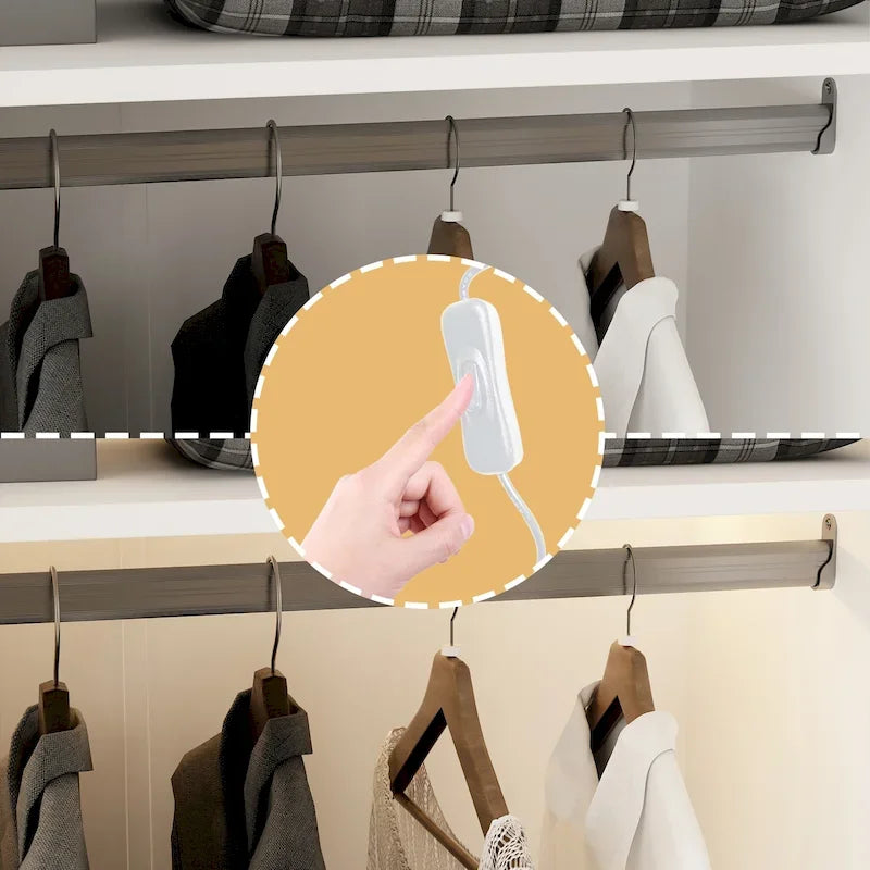 Armadio guardaroba con ante in vetro e luce LED da 47,2 pollici