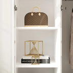 Armadio guardaroba con ante in vetro e luce LED da 47,2 pollici