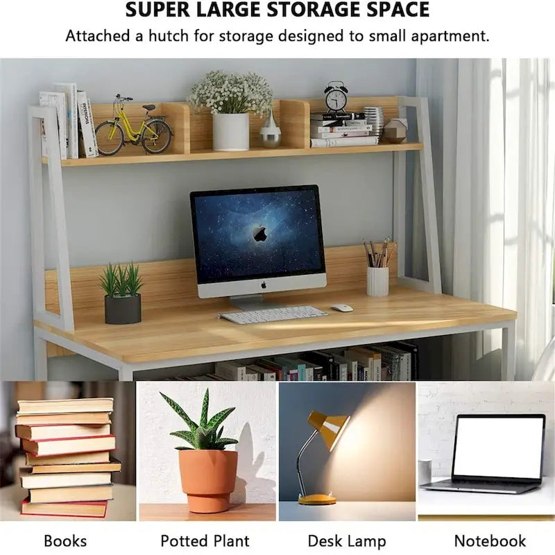 Scrivania per computer da 47 pollici con credenza e libreria, scrivania per ufficio domestico