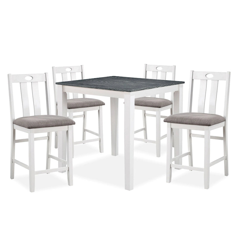 Set di tavoli da bar Badia Transitional White Wood da 5 pezzi di Furniture of America