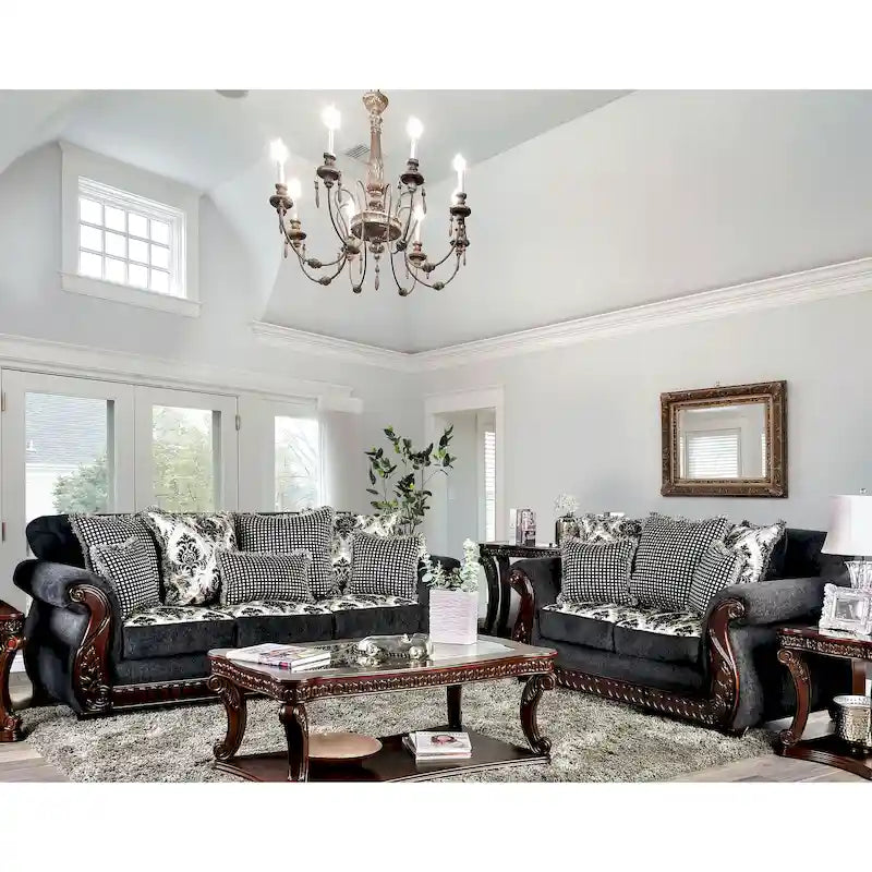 Set di divani Mansuri Traditional Chenille con braccioli arrotolati, 2 pezzi, di Gracewood Hollow