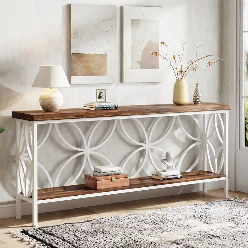 Tavolino da divano lungo 70,9 pollici, tavolo da consolle industriale - 70,9 L 11,8 W 31,9 H