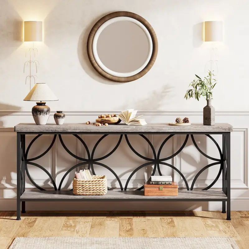 Tavolino da divano lungo 70,9 pollici, tavolo da consolle industriale - 70,9 L 11,8 W 31,9 H