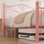 Struttura letto in metallo Javlergo con testiera e pediera arcuate, supporto per doghe in acciaio resistente, non necessita di box spring