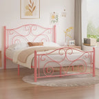 Struttura letto in metallo Javlergo con testiera e pediera arcuate, supporto per doghe in acciaio resistente, non necessita di box spring